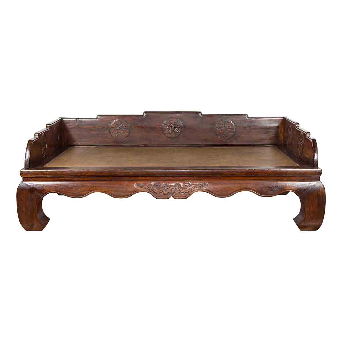 Chinese Qing Dynasty 19th Century Opium Daybed with Rattan Top and Chow Legs-1. Asian & Chinese Furniture, Art, Antiques, Vintage Home Décor for sale at FEA Home