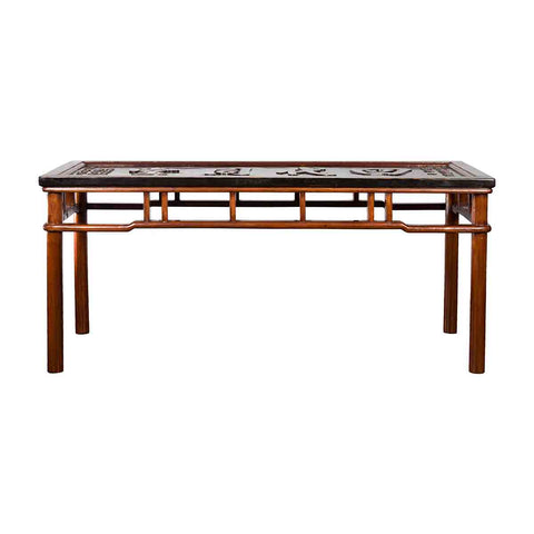 Chinese Early 20th Century Shop Sign Console Table with Carved Calligraphy-1. Asian & Chinese Furniture, Art, Antiques, Vintage Home Décor for sale at FEA Home