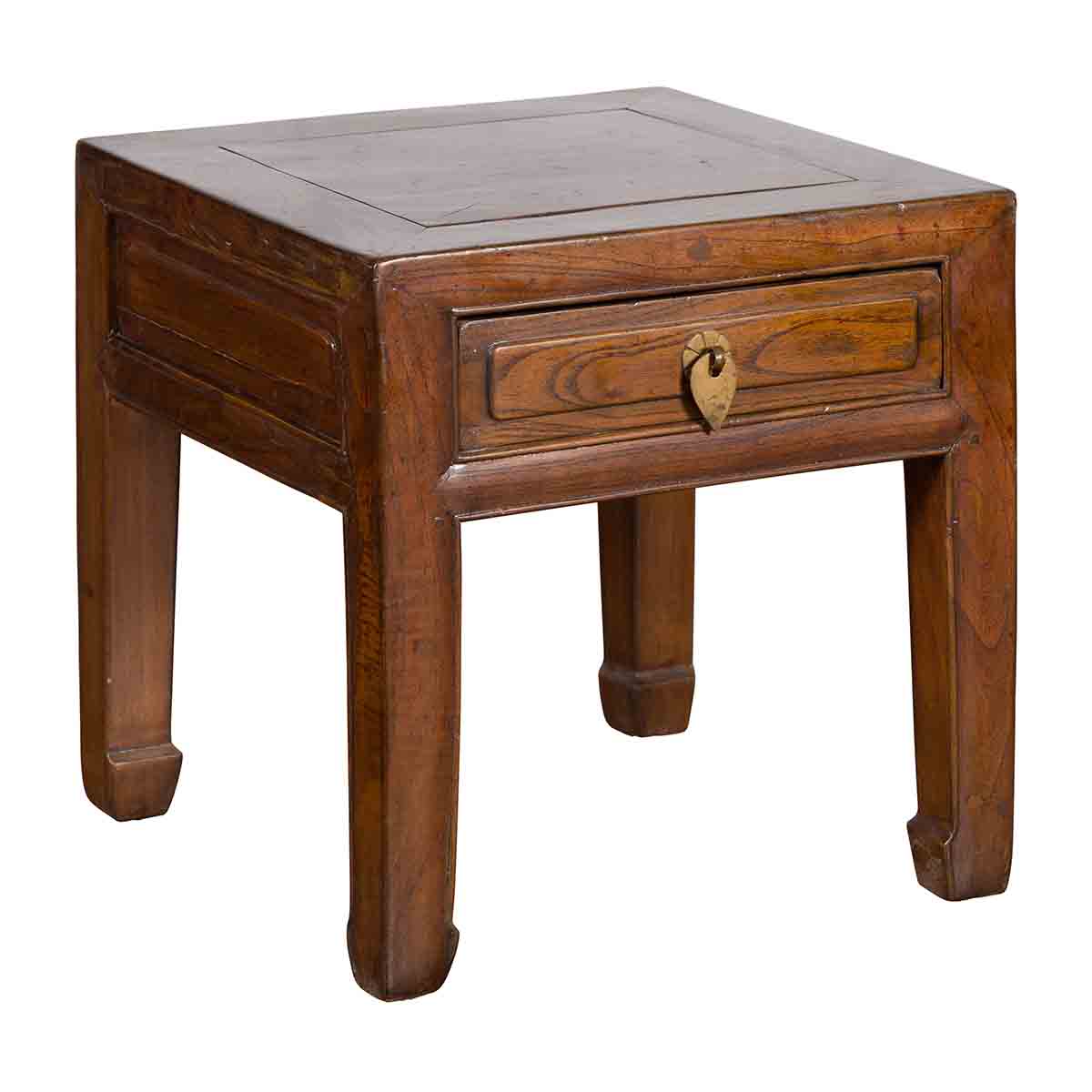 Chinese Qing Dynasty 19th Century Elm Side Table with Single Drawer-1. Asian & Chinese Furniture, Art, Antiques, Vintage Home Décor for sale at FEA Home