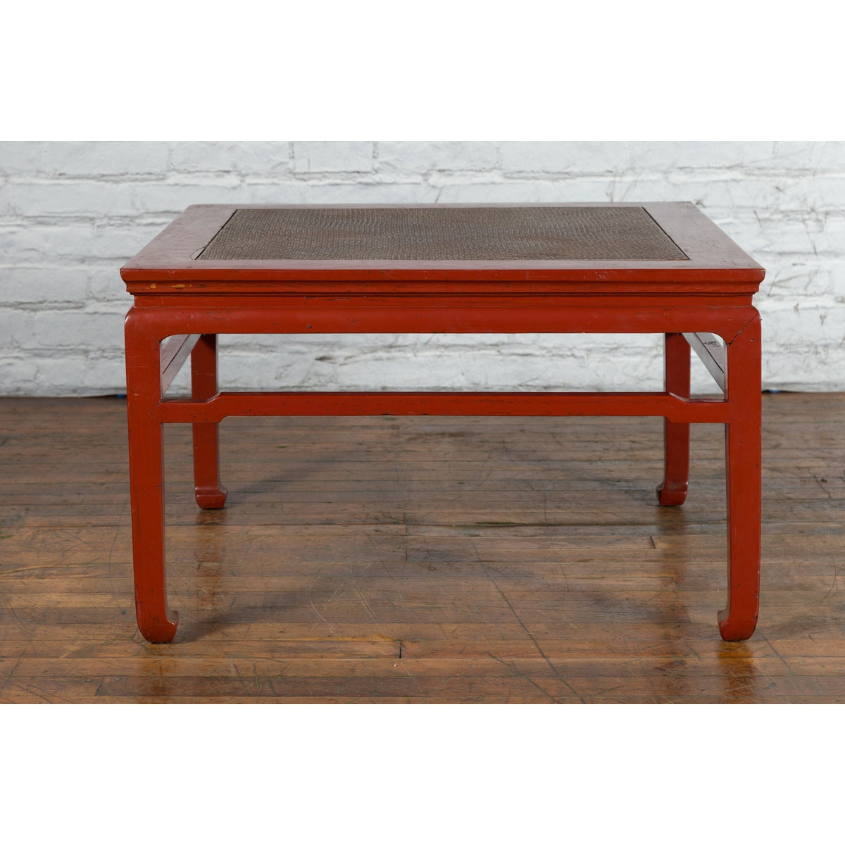 Chinese Early 20th Century Red Lacquer Coffee Table with Hand-Woven Rattan Top-2. Asian & Chinese Furniture, Art, Antiques, Vintage Home Décor for sale at FEA Home