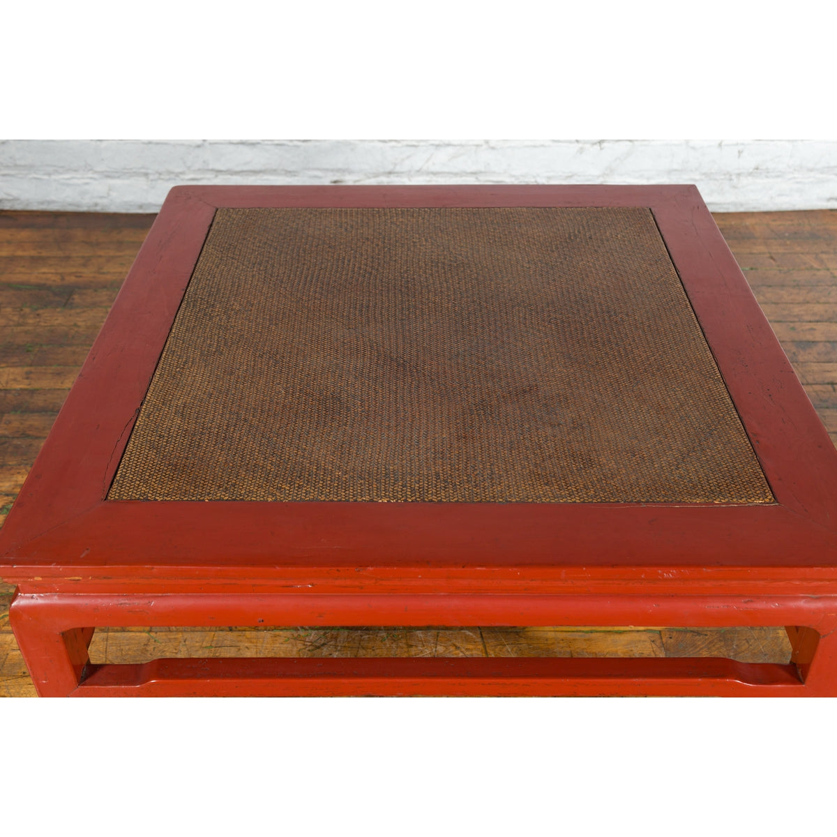 Chinese Early 20th Century Red Lacquer Coffee Table with Hand-Woven Rattan Top-9. Asian &amp; Chinese Furniture, Art, Antiques, Vintage Home Décor for sale at FEA Home
