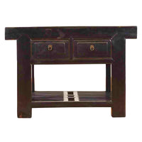 Chinese Early 20th Century Black Lacquered Console Table with Two Drawers