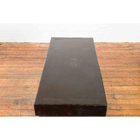 Chinese Early 20th Century Black Lacquered Console Table with Two Drawers-12. Asian & Chinese Furniture, Art, Antiques, Vintage Home Décor for sale at FEA Home