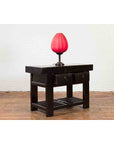 Chinese Early 20th Century Black Lacquered Console Table with Two Drawers-4. Asian & Chinese Furniture, Art, Antiques, Vintage Home Décor for sale at FEA Home