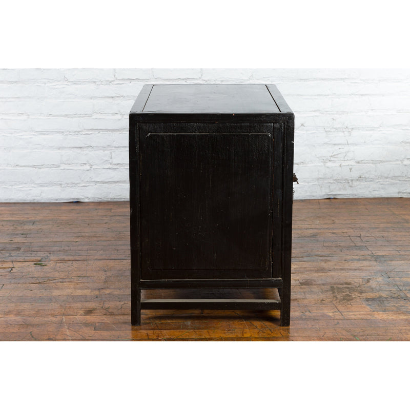 Chinese 1930s Art Deco Black Lacquer Two-Toned Side Cabinet with Bamboo Design-YN1188-14. Asian & Chinese Furniture, Art, Antiques, Vintage Home Décor for sale at FEA Home