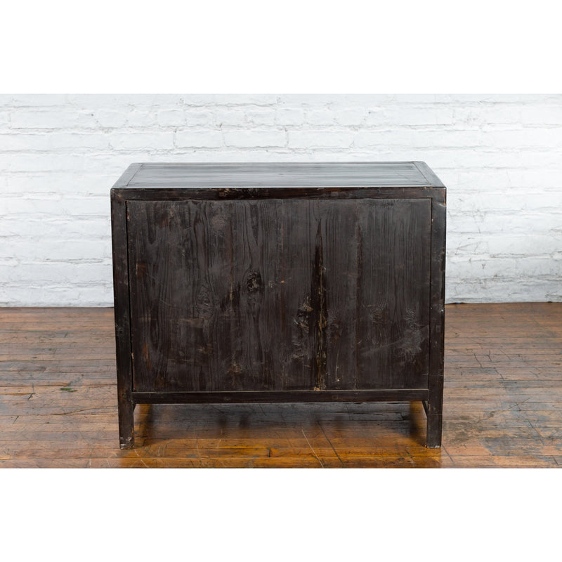 Chinese 1930s Art Deco Black Lacquer Two-Toned Side Cabinet with Bamboo Design-YN1188-15. Asian & Chinese Furniture, Art, Antiques, Vintage Home Décor for sale at FEA Home