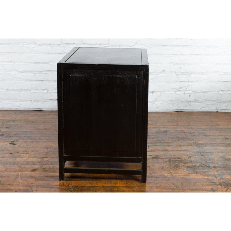 Chinese 1930s Art Deco Black Lacquer Two-Toned Side Cabinet with Bamboo Design-YN1188-16. Asian & Chinese Furniture, Art, Antiques, Vintage Home Décor for sale at FEA Home