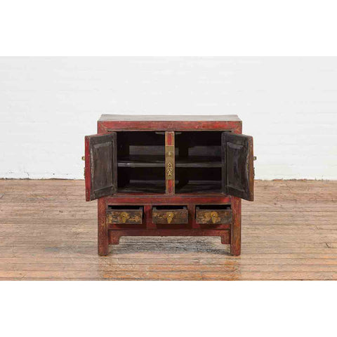Chinese Qing Dynasty 19th Century Red Lacquer Cabinet with Painted Fruit Baskets-YN1207-4. Asian & Chinese Furniture, Art, Antiques, Vintage Home Décor for sale at FEA Home