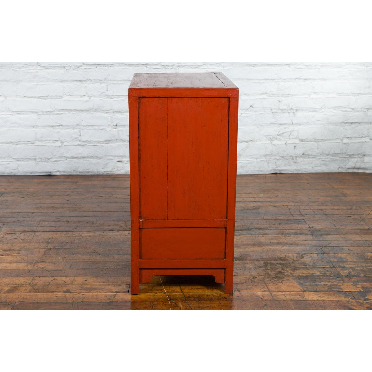 Chinese Qing Dynasty 19th Century Red Lacquer Cabinet with Doors and Drawers-13. Asian &amp; Chinese Furniture, Art, Antiques, Vintage Home Décor for sale at FEA Home