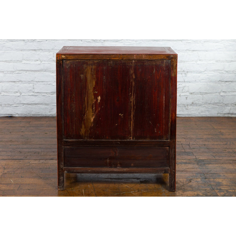 Chinese Qing Dynasty 19th Century Red Lacquer Cabinet with Doors and Drawers - Antique Chinese and Vintage Asian Furniture for Sale at FEA Home