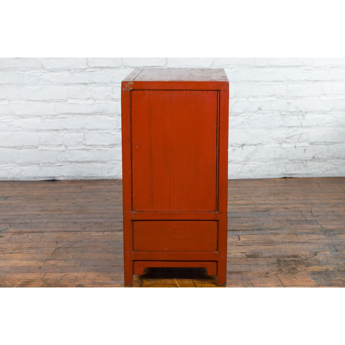 Chinese Qing Dynasty 19th Century Red Lacquer Cabinet with Doors and Drawers-15. Asian &amp; Chinese Furniture, Art, Antiques, Vintage Home Décor for sale at FEA Home