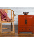 Chinese Qing Dynasty 19th Century Red Lacquer Cabinet with Doors and Drawers-3. Asian & Chinese Furniture, Art, Antiques, Vintage Home Décor for sale at FEA Home