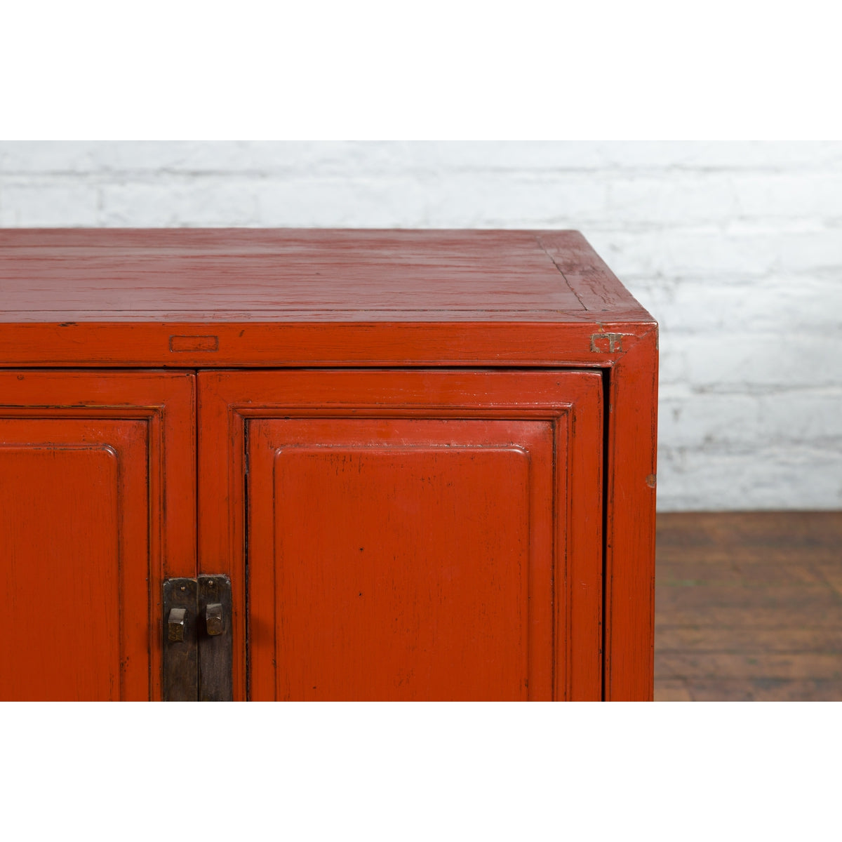 Chinese Qing Dynasty 19th Century Red Lacquer Cabinet with Doors and Drawers-6. Asian &amp; Chinese Furniture, Art, Antiques, Vintage Home Décor for sale at FEA Home