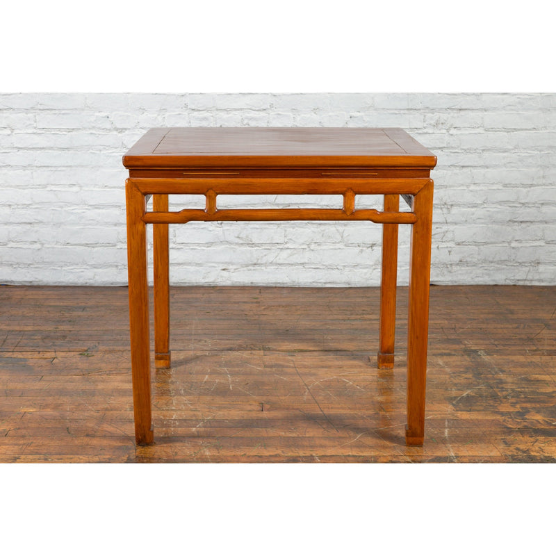 Qing Dynasty 19th Century Table with Humpback Stretchers and Horse Hoof Legs - Antique Chinese and Vintage Asian Furniture for Sale at FEA Home