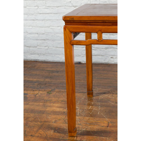 Qing Dynasty 19th Century Table with Humpback Stretchers and Horse Hoof Legs - Antique Chinese and Vintage Asian Furniture for Sale at FEA Home