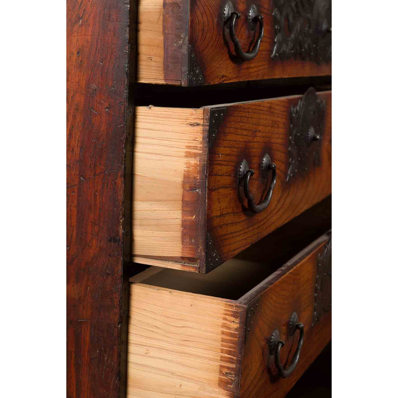 Japanese Meiji Period Keyaki Wood Tansu Clothing Chest in the Sendai Style-YN1238-7. Asian & Chinese Furniture, Art, Antiques, Vintage Home Décor for sale at FEA Home