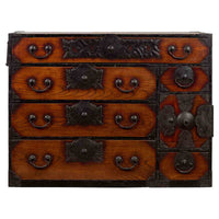 Japanese Meiji Period Keyaki Wood Tansu Clothing Chest in the Sendai Style