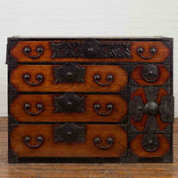 Japanese Meiji Period Keyaki Wood Tansu Clothing Chest in the Sendai Style
