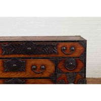 Japanese Meiji Period Keyaki Wood Tansu Clothing Chest in the Sendai Style
