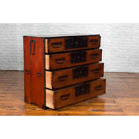 Japanese 19th Century Keyaki Wood Isho Dansu Clothing Chest with Iron Hardware