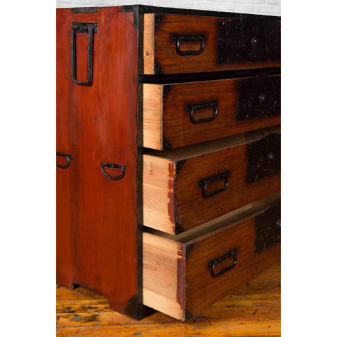 Japanese 19th Century Keyaki Wood Isho Dansu Clothing Chest with Iron Hardware-YN1239-13. Asian & Chinese Furniture, Art, Antiques, Vintage Home Décor for sale at FEA Home