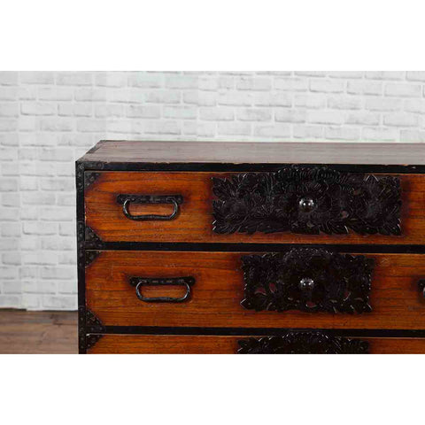 Japanese 19th Century Keyaki Wood Isho Dansu Clothing Chest with Iron Hardware-YN1239-6. Asian & Chinese Furniture, Art, Antiques, Vintage Home Décor for sale at FEA Home