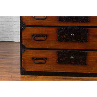 Japanese 19th Century Keyaki Wood Isho Dansu Clothing Chest with Iron Hardware