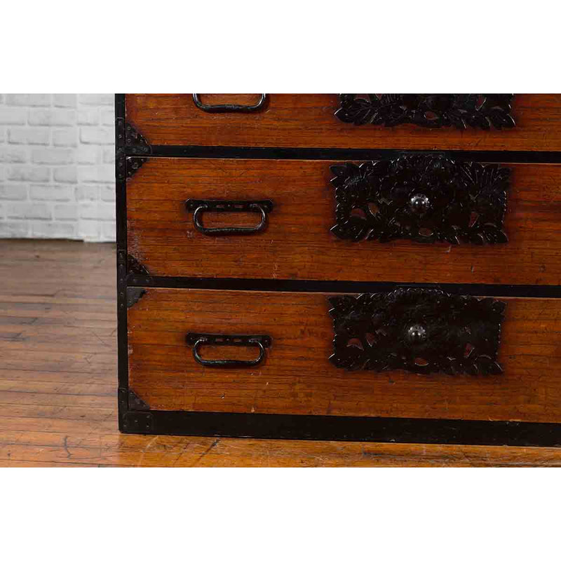 Japanese 19th Century Keyaki Wood Isho Dansu Clothing Chest with Iron Hardware-YN1239-8. Asian & Chinese Furniture, Art, Antiques, Vintage Home Décor for sale at FEA Home