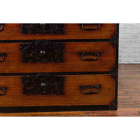 Japanese 19th Century Keyaki Wood Isho Dansu Clothing Chest with Iron Hardware