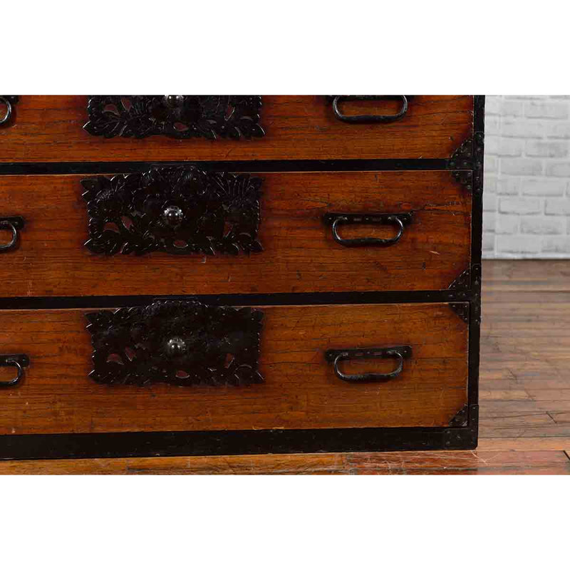 Japanese 19th Century Keyaki Wood Isho Dansu Clothing Chest with Iron Hardware-YN1239-9. Asian & Chinese Furniture, Art, Antiques, Vintage Home Décor for sale at FEA Home