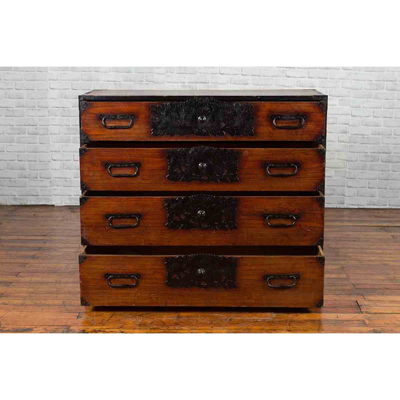 Japanese 19th Century Keyaki Wood Isho Dansu Clothing Chest with Iron Hardware-YN1239-4. Asian & Chinese Furniture, Art, Antiques, Vintage Home Décor for sale at FEA Home