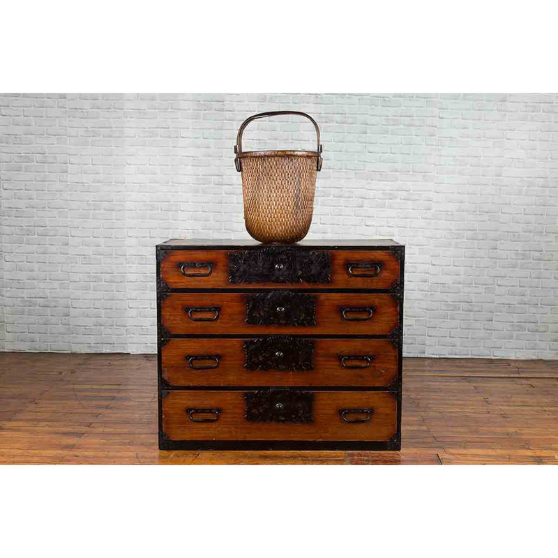 Japanese 19th Century Keyaki Wood Isho Dansu Clothing Chest with Iron Hardware-YN1239-5. Asian & Chinese Furniture, Art, Antiques, Vintage Home Décor for sale at FEA Home