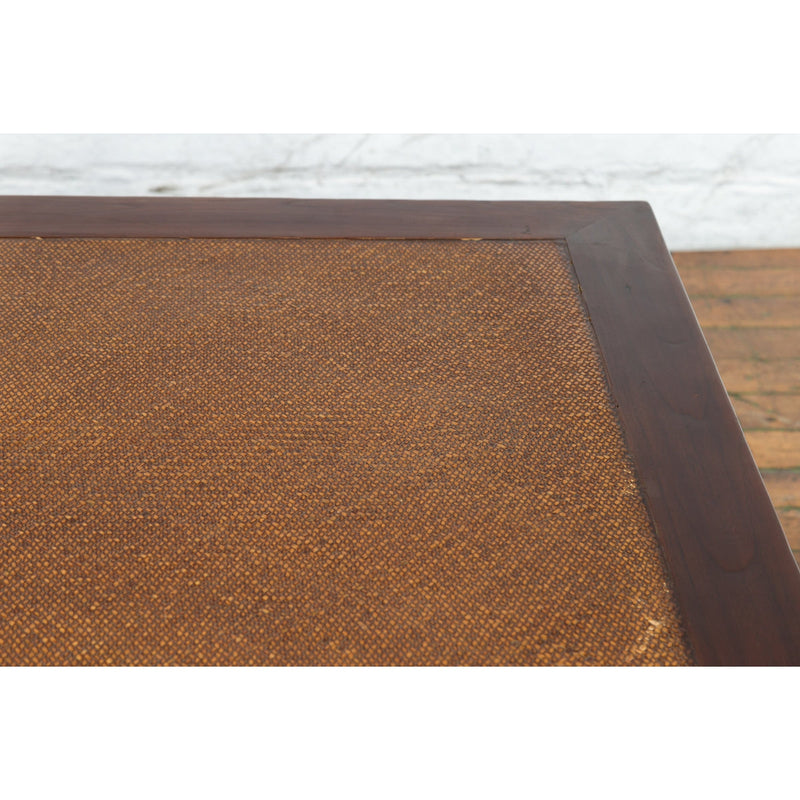Chinese Early 20th Century Elmwood Coffee Table with Woven Rattan Top Inset-YN1247-9. Asian & Chinese Furniture, Art, Antiques, Vintage Home Décor for sale at FEA Home