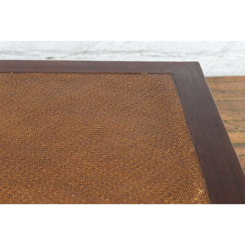 Chinese Early 20th Century Elmwood Coffee Table with Woven Rattan Top Inset-YN1247-9. Asian & Chinese Furniture, Art, Antiques, Vintage Home Décor for sale at FEA Home