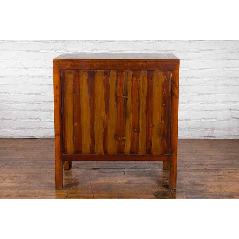 Chinese Antique Elm and Burlwood Two-Toned Side Cabinet with Doors and Drawers-13. Asian & Chinese Furniture, Art, Antiques, Vintage Home Décor for sale at FEA Home