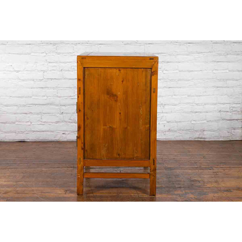 Chinese Antique Elm and Burlwood Two-Toned Side Cabinet with Doors and Drawers-14. Asian & Chinese Furniture, Art, Antiques, Vintage Home Décor for sale at FEA Home