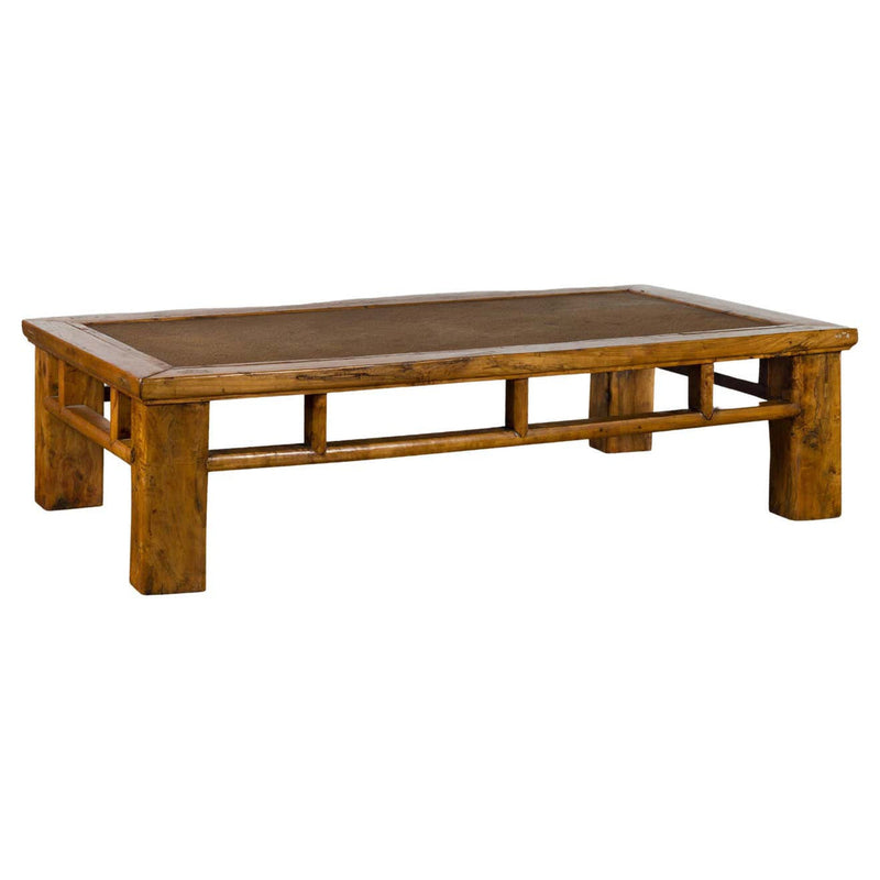 Chinese Qing Dynasty Elm Lohan Bed Coffee Table with Hand-Woven Rattan Top-1. Asian & Chinese Furniture, Art, Antiques, Vintage Home Décor for sale at FEA Home