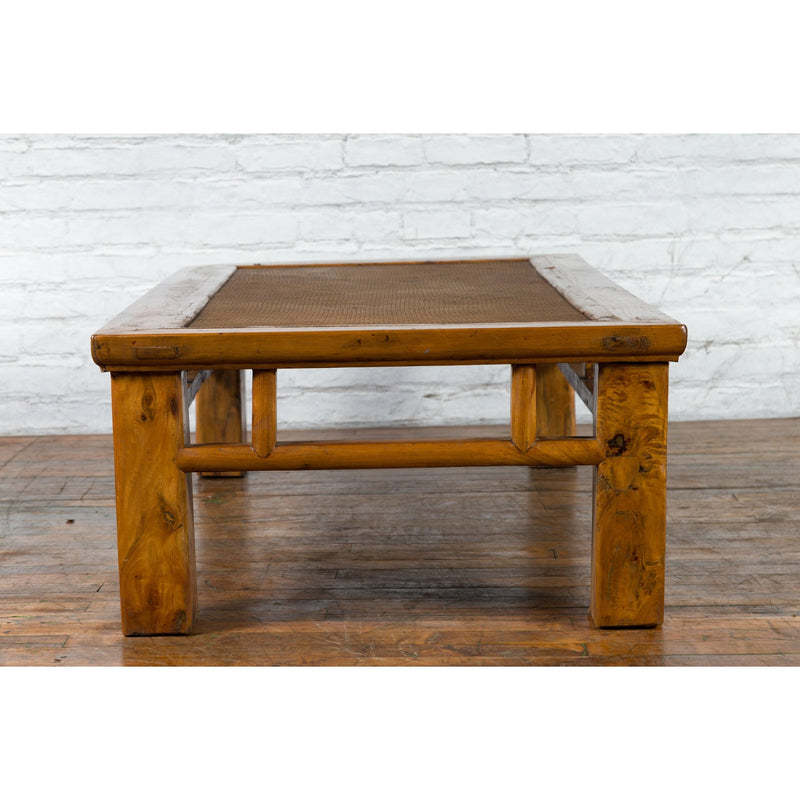 Chinese Qing Dynasty Elm Lohan Bed Coffee Table with Hand-Woven Rattan Top-11. Asian & Chinese Furniture, Art, Antiques, Vintage Home Décor for sale at FEA Home