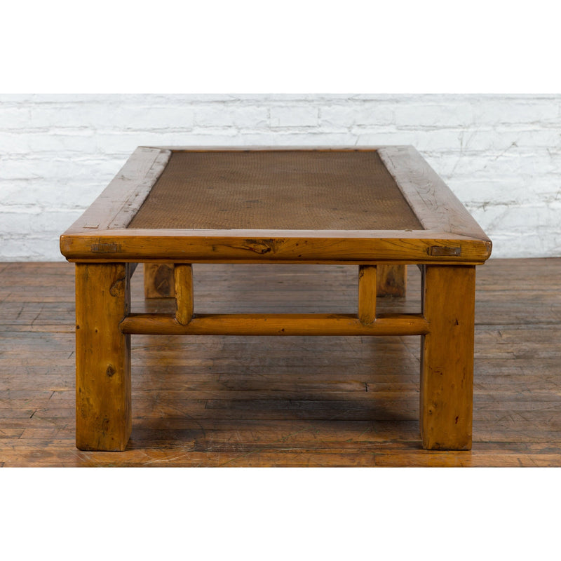 Chinese Qing Dynasty Elm Lohan Bed Coffee Table with Hand-Woven Rattan Top-13. Asian & Chinese Furniture, Art, Antiques, Vintage Home Décor for sale at FEA Home