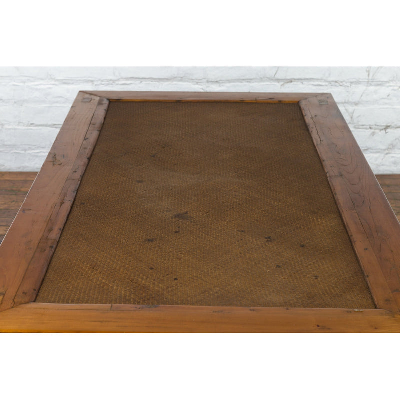 Chinese Qing Dynasty Elm Lohan Bed Coffee Table with Hand-Woven Rattan Top-14. Asian & Chinese Furniture, Art, Antiques, Vintage Home Décor for sale at FEA Home
