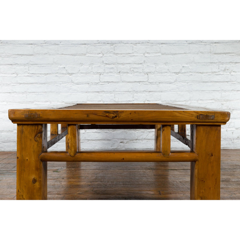 Chinese Qing Dynasty Elm Lohan Bed Coffee Table with Hand-Woven Rattan Top-15. Asian & Chinese Furniture, Art, Antiques, Vintage Home Décor for sale at FEA Home