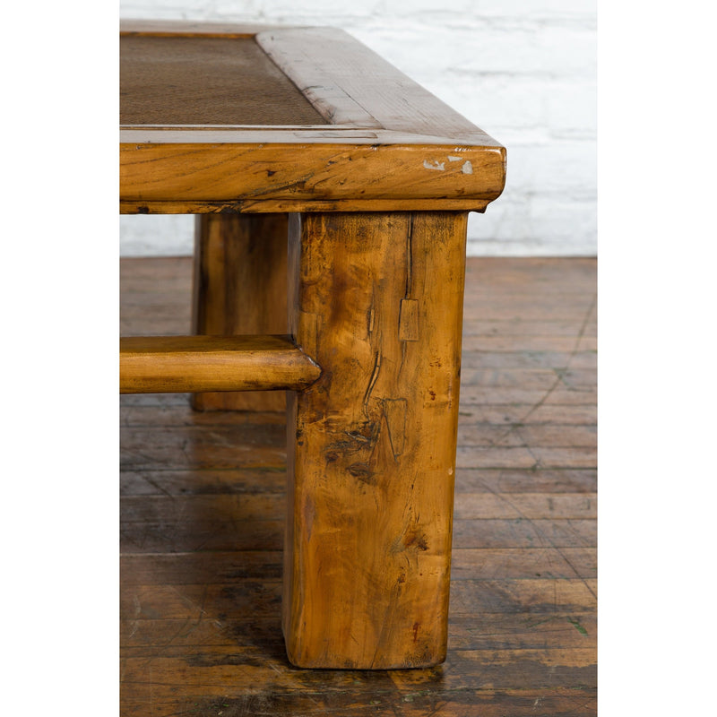 Chinese Qing Dynasty Elm Lohan Bed Coffee Table with Hand-Woven Rattan Top-6. Asian & Chinese Furniture, Art, Antiques, Vintage Home Décor for sale at FEA Home