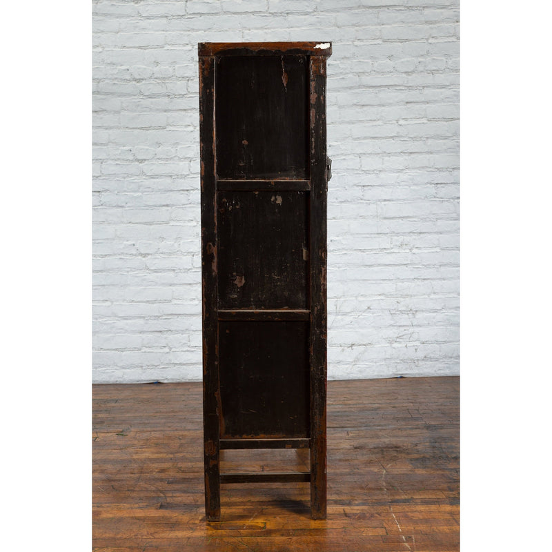 Qing Dynasty Period 19th Century Red Lacquer Shanxi Cabinet with Floral Décor - Antique Chinese and Vintage Asian Furniture for Sale at FEA Home