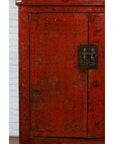 Qing Dynasty Period 19th Century Red Lacquer Shanxi Cabinet with Floral Décor-6. Asian & Chinese Furniture, Art, Antiques, Vintage Home Décor for sale at FEA Home