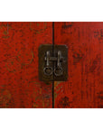 Qing Dynasty Period 19th Century Red Lacquer Shanxi Cabinet with Floral Décor-8. Asian & Chinese Furniture, Art, Antiques, Vintage Home Décor for sale at FEA Home