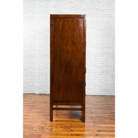 Chinese Qing Dynasty 19th Century Elm and Wood Cabinet with Doors and Drawers