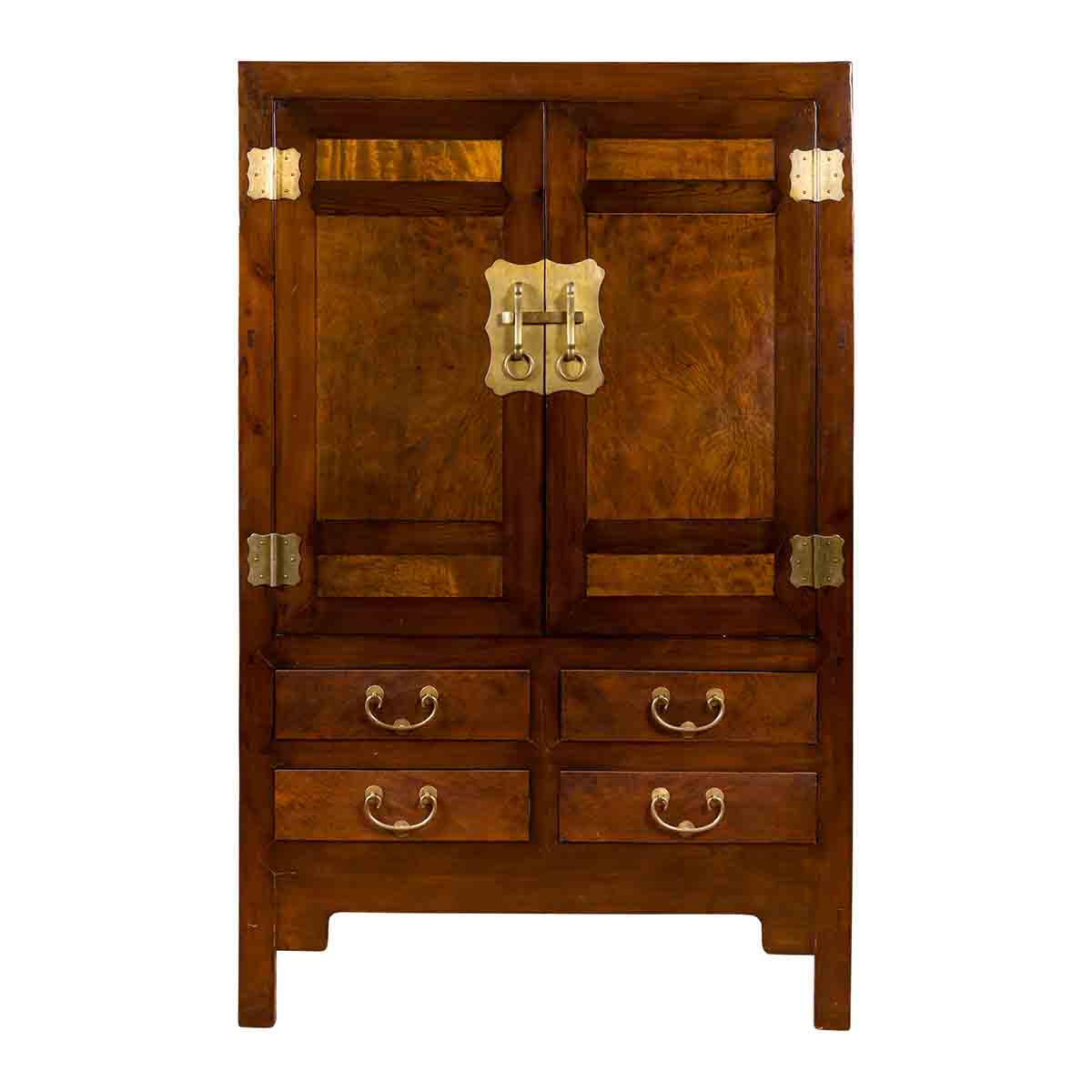 Chinese Qing Dynasty 19th Century Elm and Wood Cabinet with Doors and Drawers-1. Asian & Chinese Furniture, Art, Antiques, Vintage Home Décor for sale at FEA Home