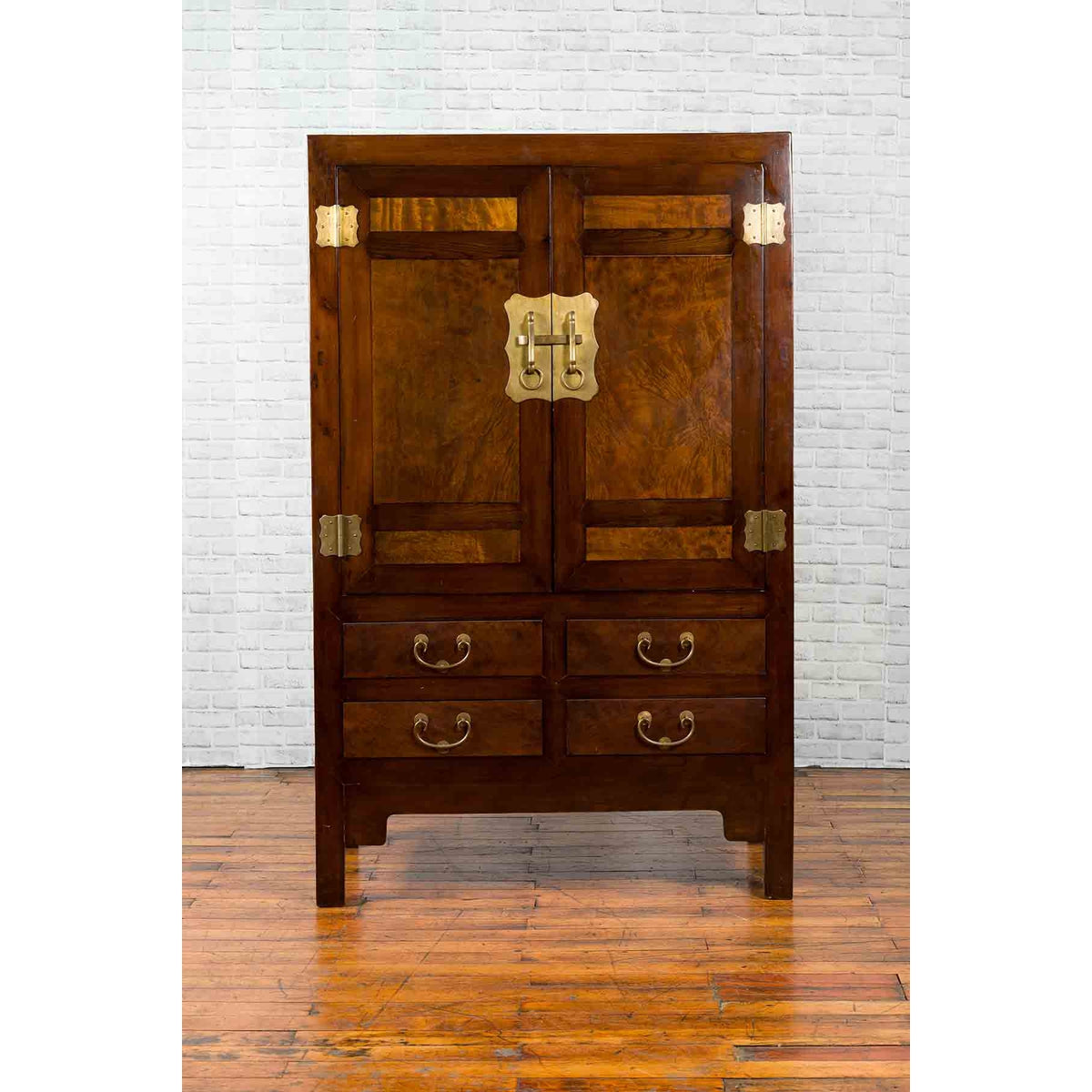 Chinese Qing Dynasty 19th Century Elm and Wood Cabinet with Doors and Drawers-2. Asian & Chinese Furniture, Art, Antiques, Vintage Home Décor for sale at FEA Home