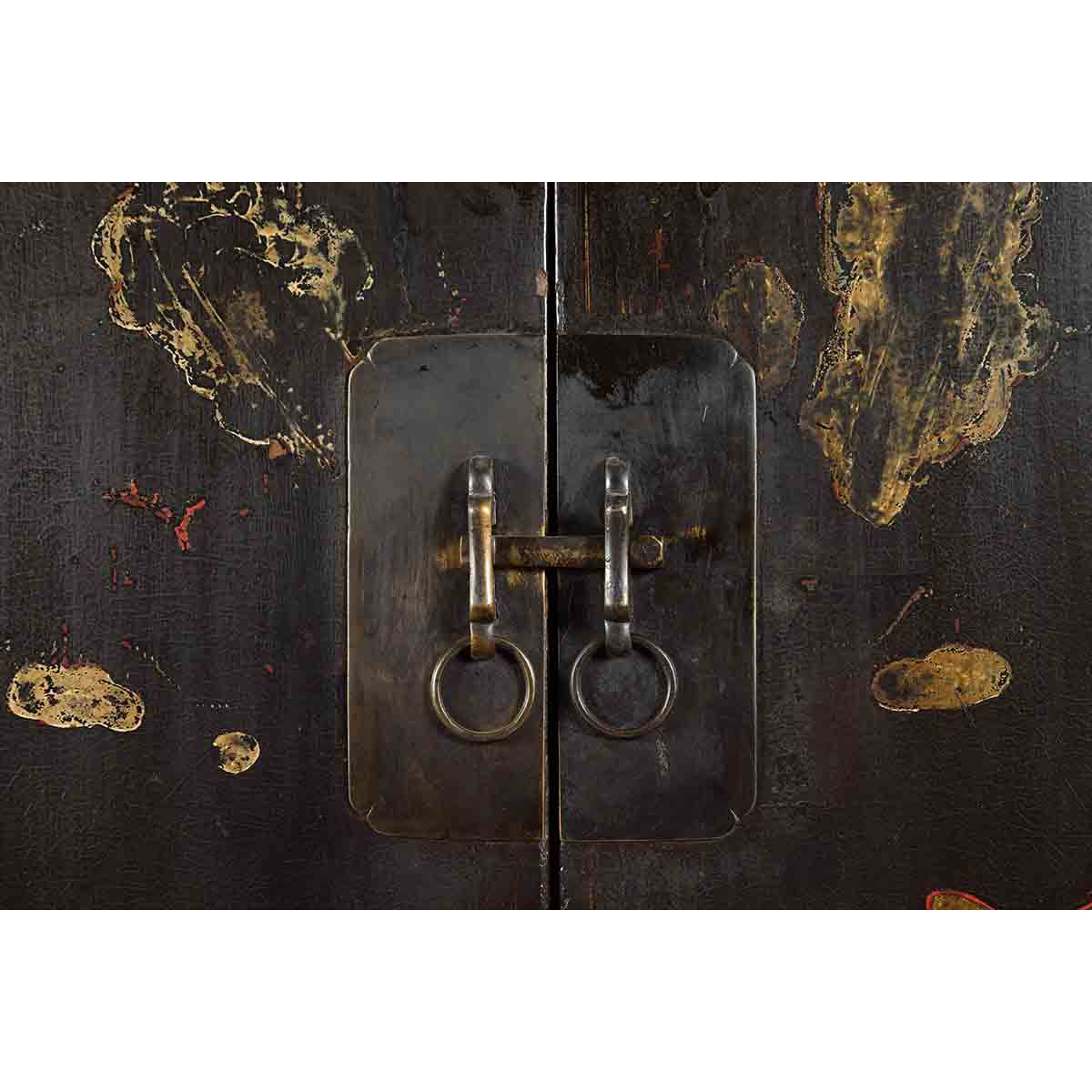 Chinese Qing Two-Door Cabinet with Chinoiserie and Original Black Lacquer-15. Asian &amp; Chinese Furniture, Art, Antiques, Vintage Home Décor for sale at FEA Home