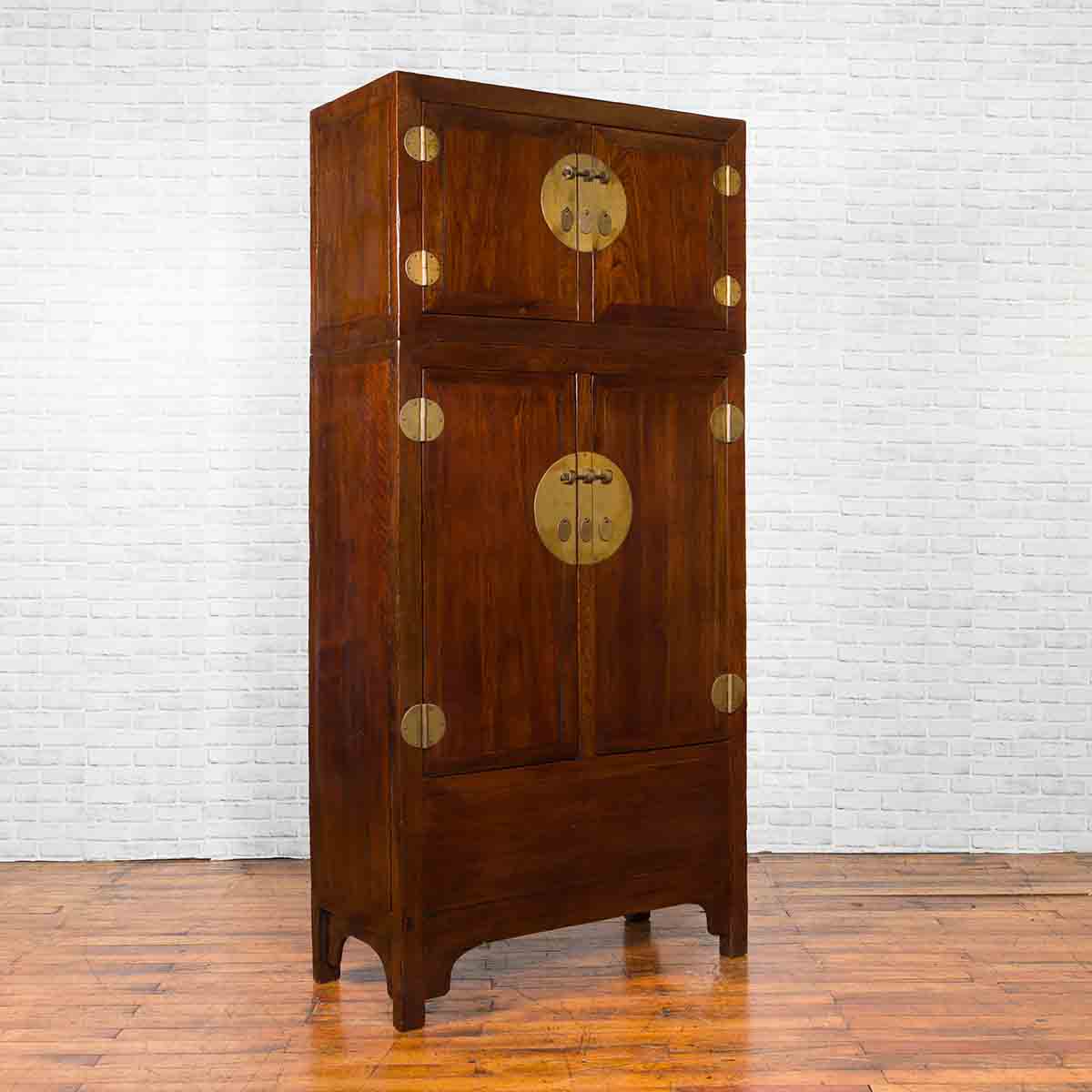 Chinese Qing Dynasty 19th Century Elm and Burl Wood Multiseason Compound Cabinet-2. Asian & Chinese Furniture, Art, Antiques, Vintage Home Décor for sale at FEA Home